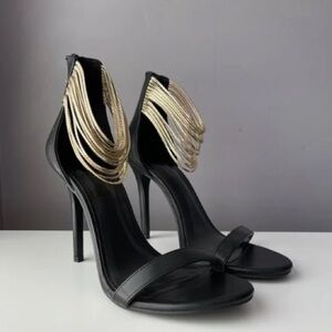 Forever 21 heels gold ankle straps sandal heel